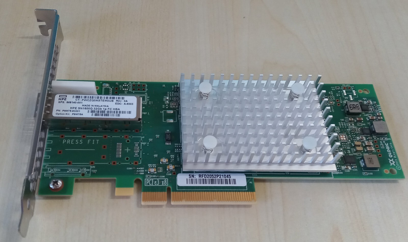 HPE  SN1600Q  32GB  1P  FC  HBA   868140-001   P9M75A  Adapter  Standard Bracket