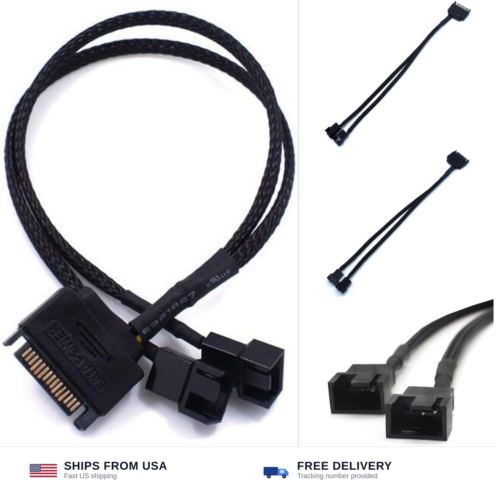 OPSFALCON 2 Pack SATA to 2 x 2-Pin PC Case Fan Power Adapter Cable Support 3 ...