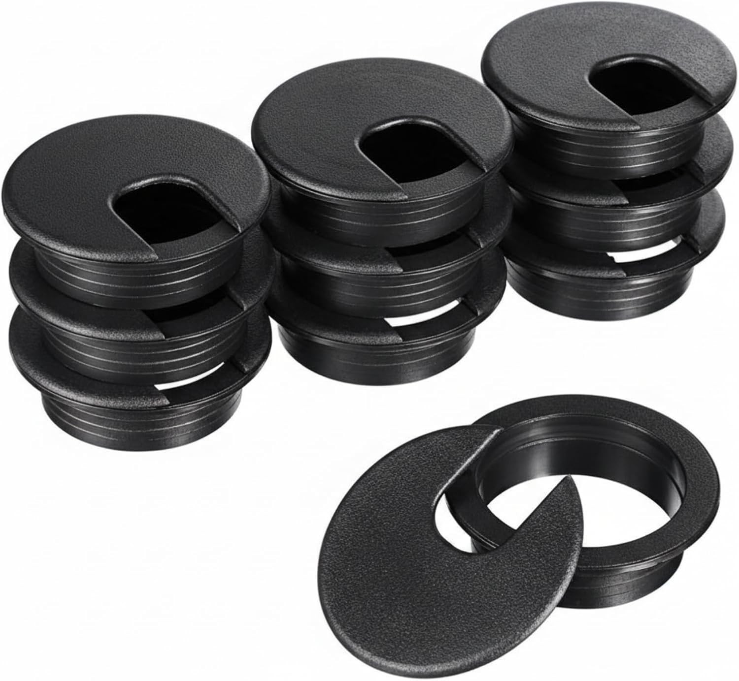 10 Packs Desk Wire Cord Cable Grommets Cover Plastic PC Desk Cord Organizer Plas