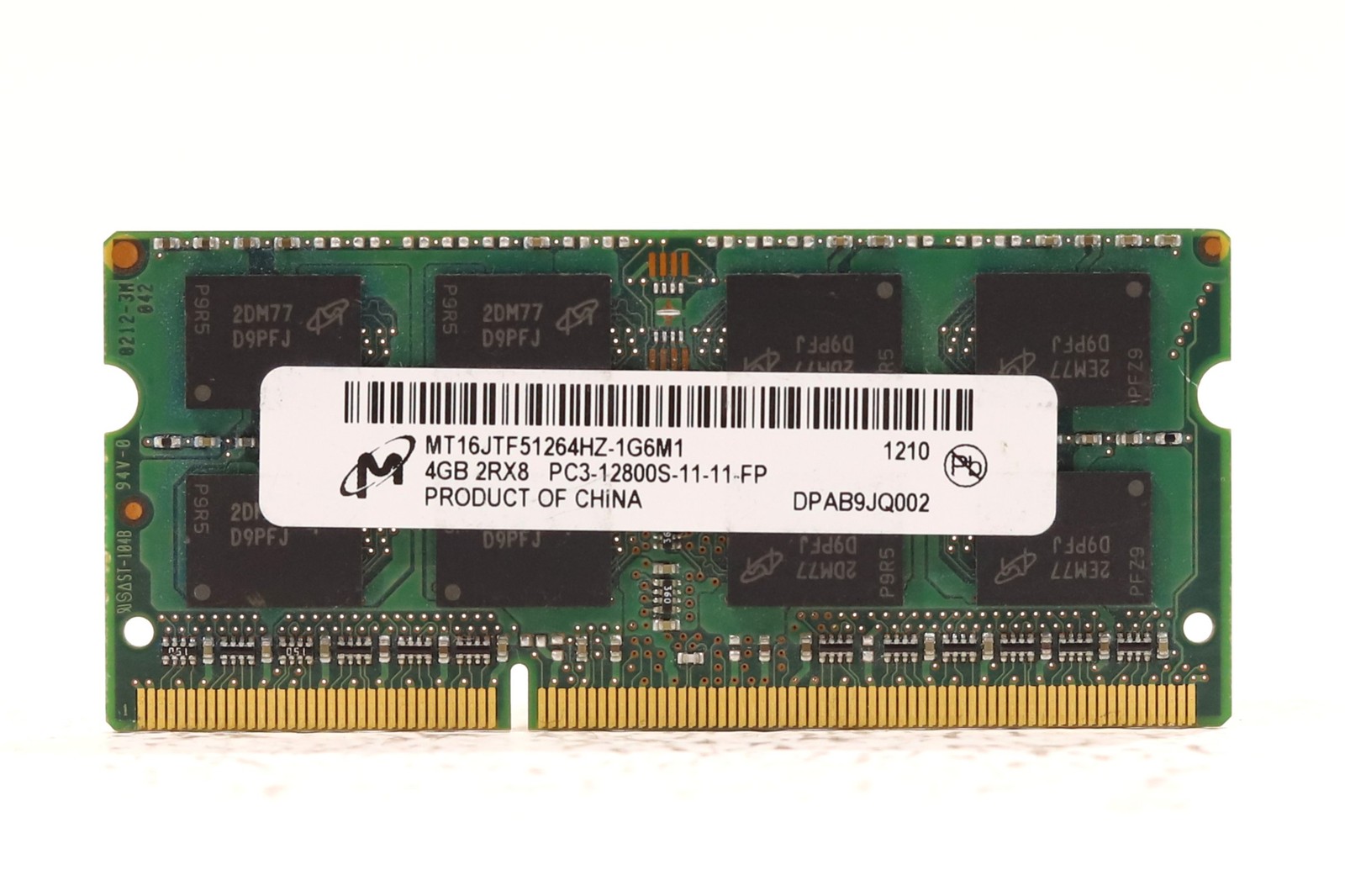 Micron 4GB 2Rx8 PC3-12800S-11-11-FP Laptop Memory P/N: MT16JTF51264HZ-1G6M1