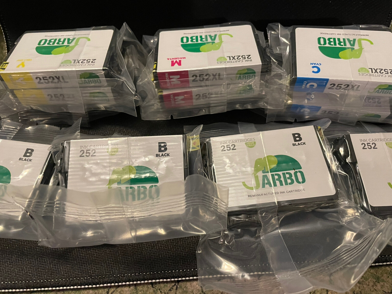 Jarbo 252 Supplies Print Ink- 10 Pack: 4 Black 2 Yellow 2 Cyan 2 Magenta