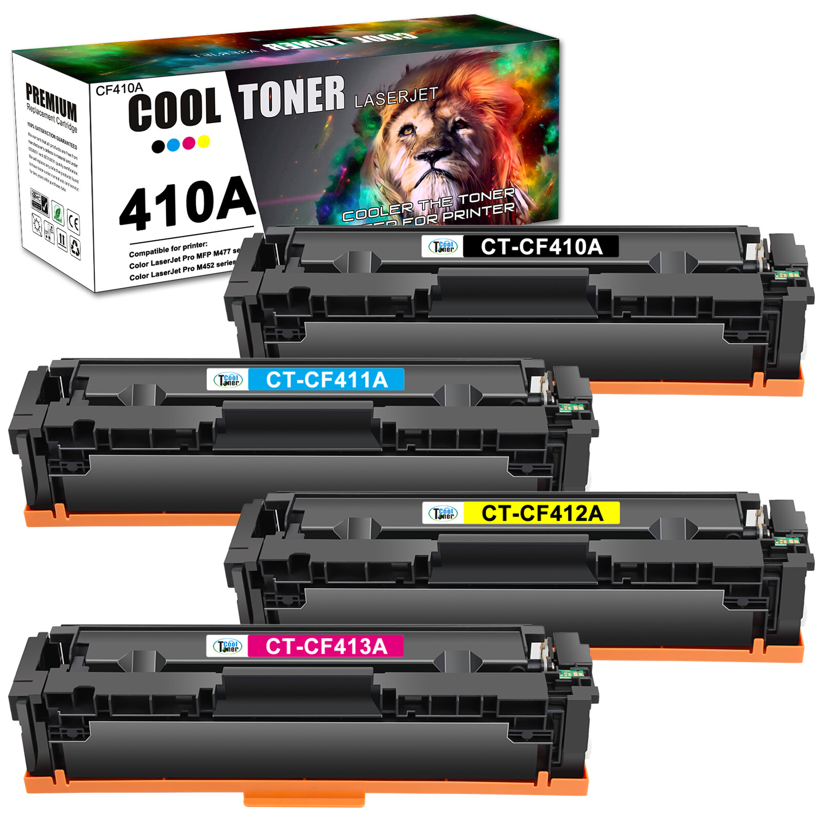 4PK Toner CF410A 410A Compatible With HP Color Laserjet Pro MFP M477fnw M452dw