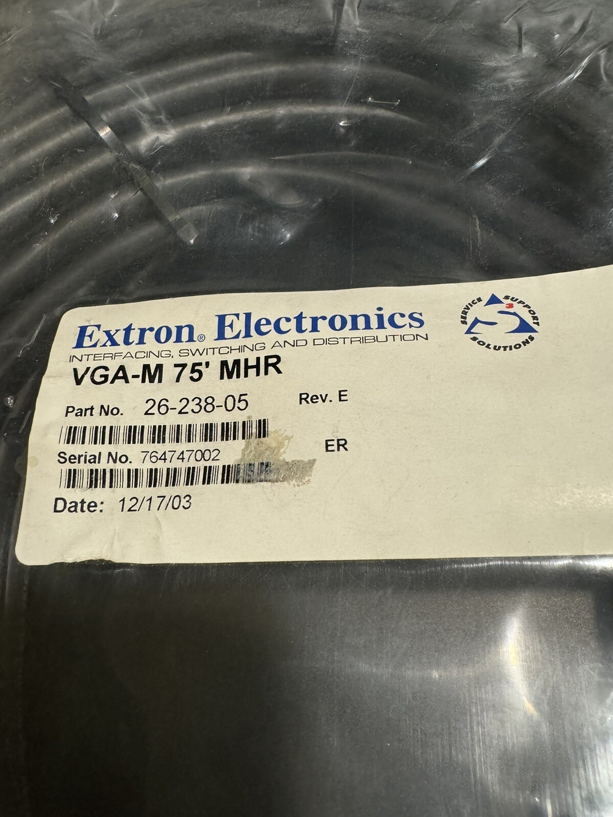 Extron VGA  M-M BLK 75’ VGA-M MHR 26-238-05 Discontinued New Old Stock