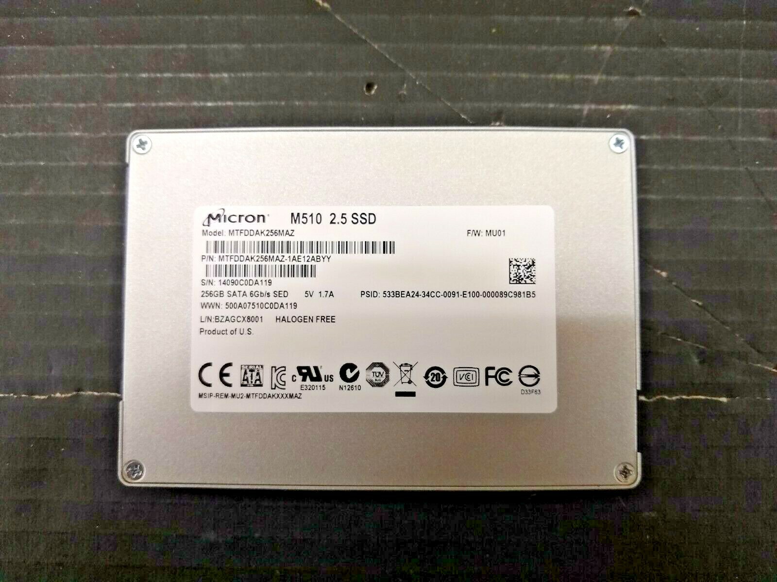 New, Micron Tech, MTFDDAK256MAZ-1AE12ABYY, 256GB MLC SATA 6Gbps (SED) 2.5-inch