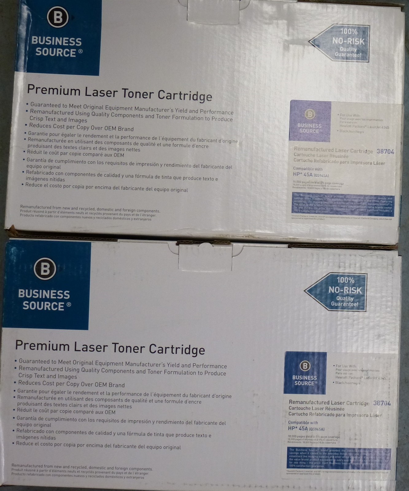 BUSINESS SOURCE Premium Toner Cartridge HP 45A Q5945A Lot of 2 Black 4345