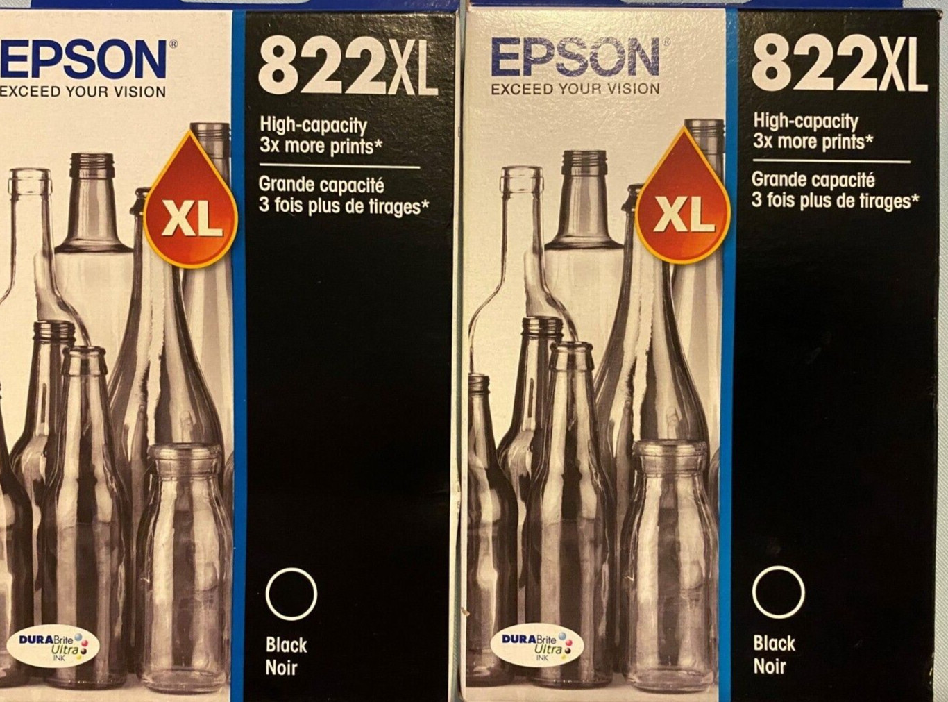 Epson 822XL DuraBrite High-Yield Black Ink, T822XL120-S**LOT OF 2*Exp Date 6-27*