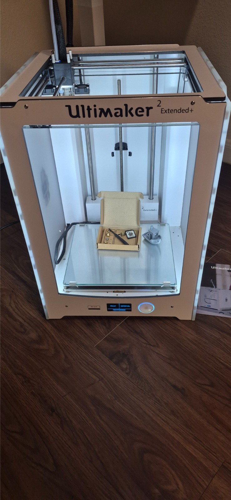 Ultimaker 2 Extended +  3D Printer. Build volume: 223 x 223 x 305mm, open source
