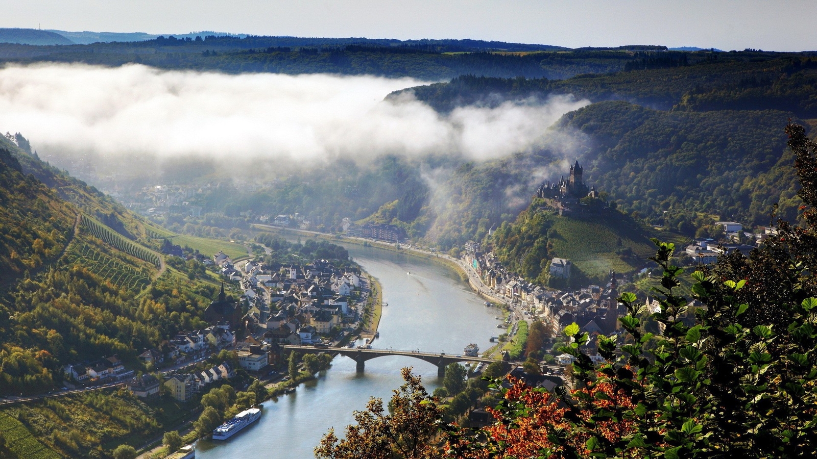 Landscape river bridge germany town nature hills Custom Gaming Mat Desk