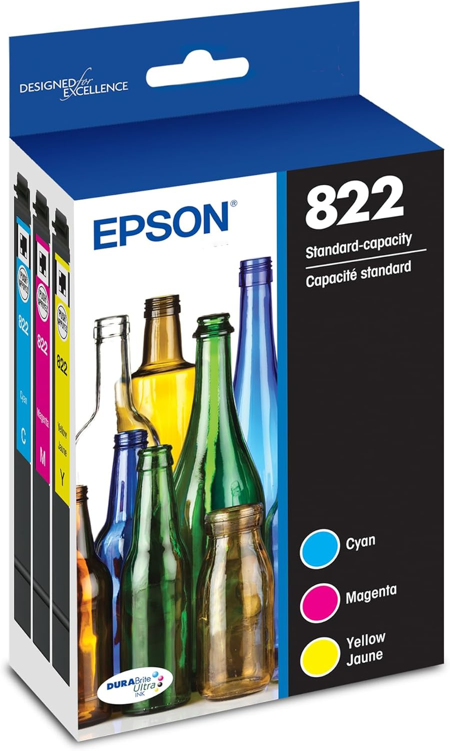 EPSON 822 Durabrite Ultra Ink Standard Capacity Color Cartridge Combo Pack (T822