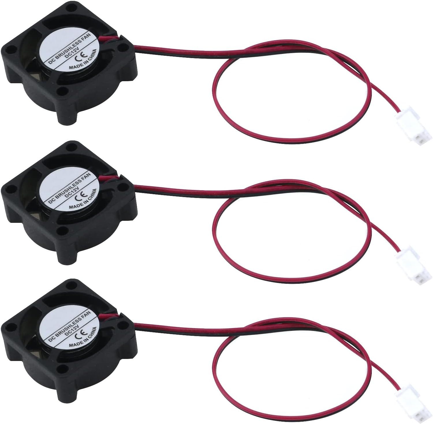 3Pcs 12V 0.1A 2Pin 25X25X10Mm DC Small Mini Brushless Cooling Fan