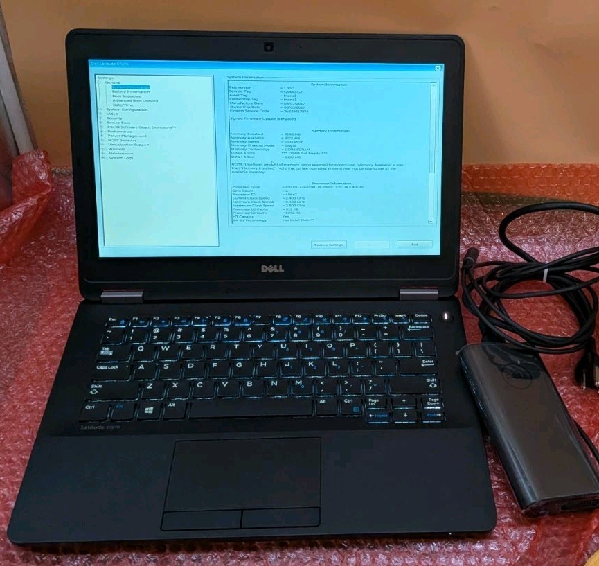 Dell Latitude E7270 12.5'' 256GB SSD i5-6300U 2.4GHz 8GB RAM Win 11 w AC Adapter