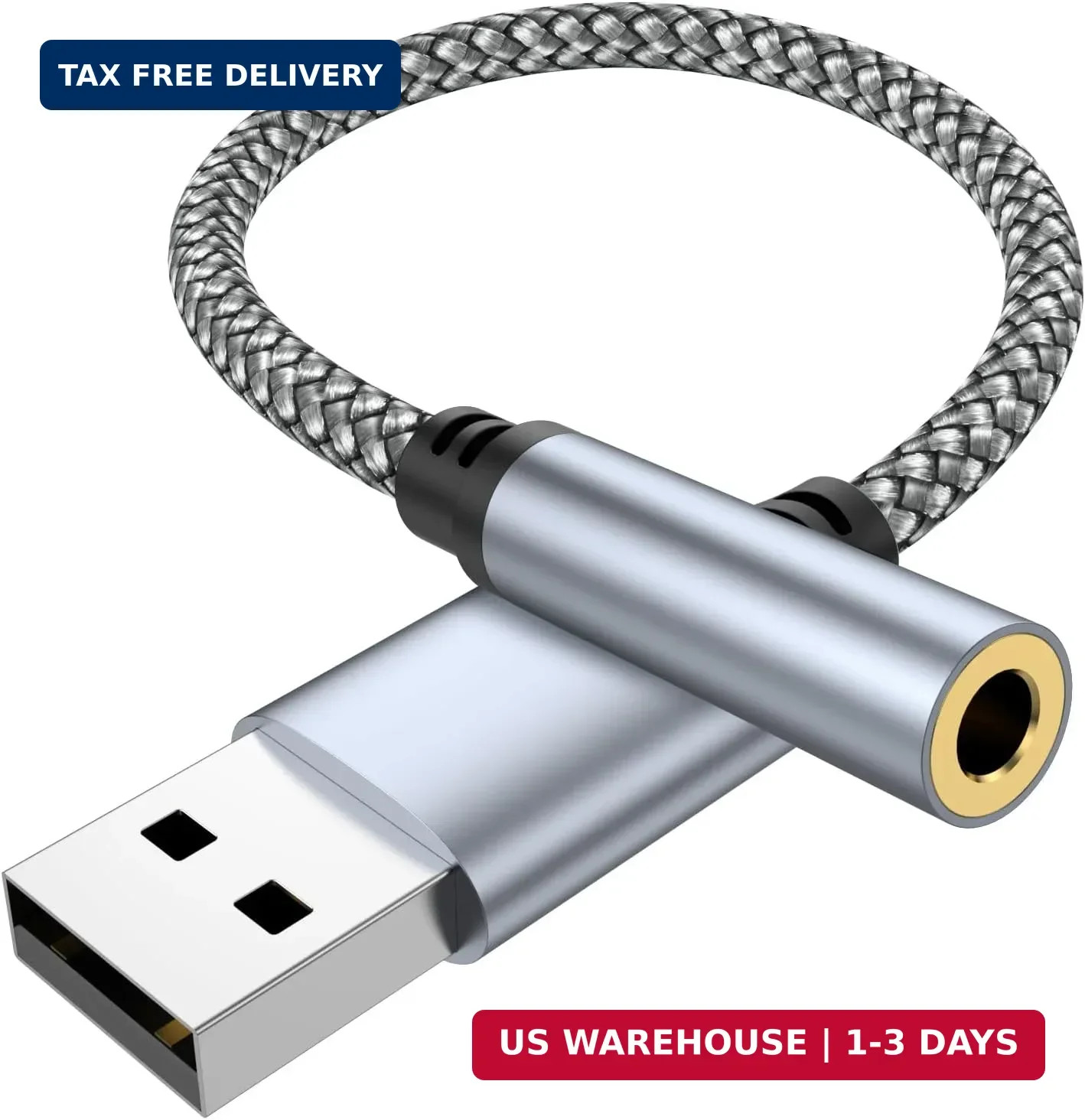 USB to 3.5mm Jack Audio Adapter, USB to Audio Aux Cable External Stereo Sound Ca