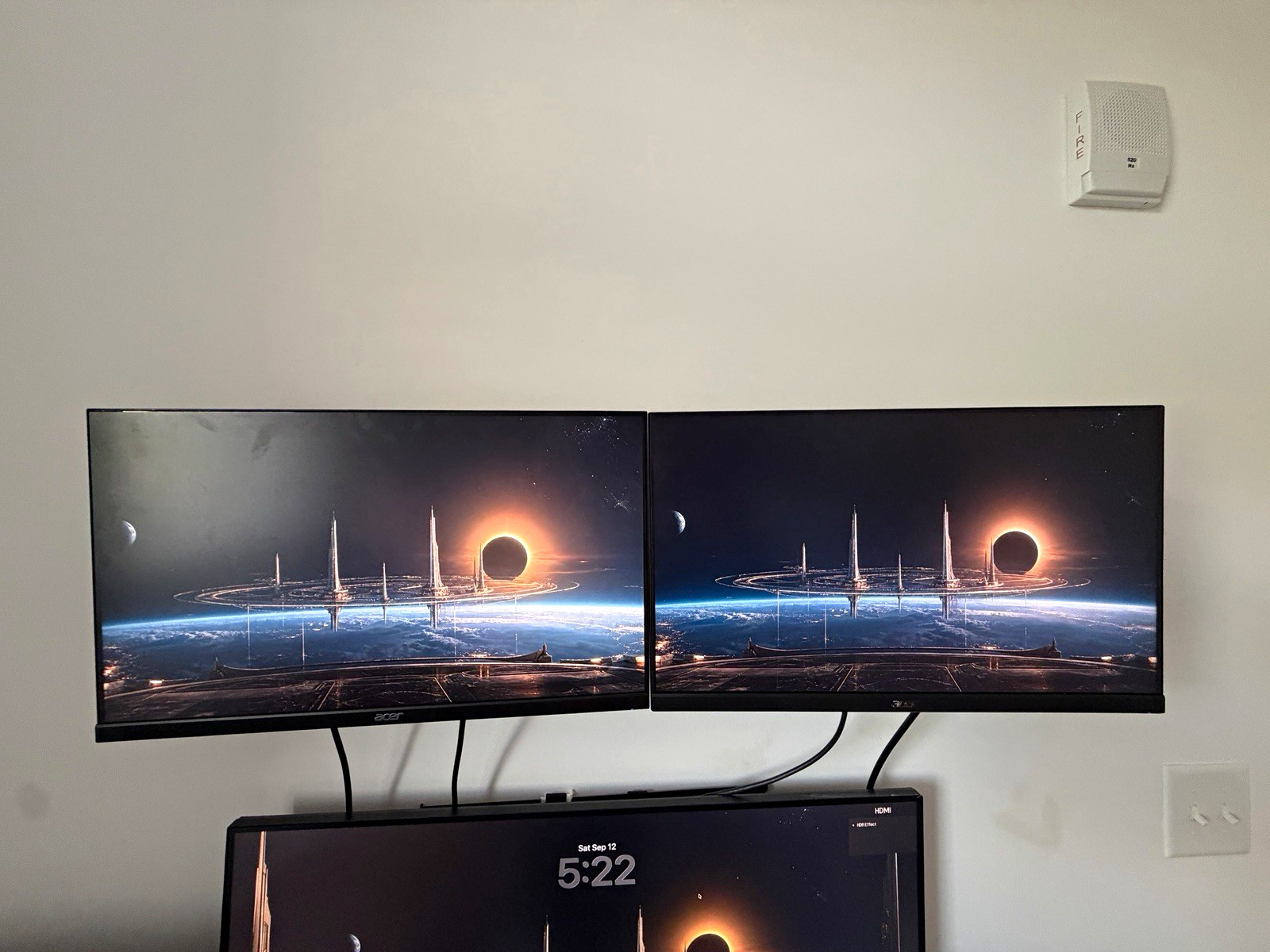 Two (2) Acer KB242Y Ebi 23.8in FHD 100Hz 1ms LCD HDMI & Wall Mountable Black
