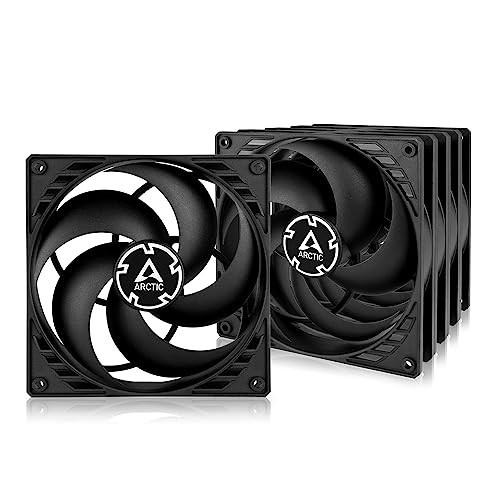 5 Pack 140mm PC Case Fan, PWM, 4-Pin, Black, 12V Cooling