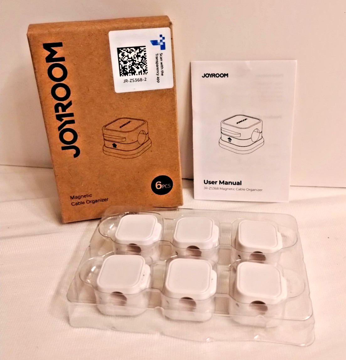 JOYROOM 6 Pack Magnetic Cable Organizer Clips for Cable Management 6 Pack -white