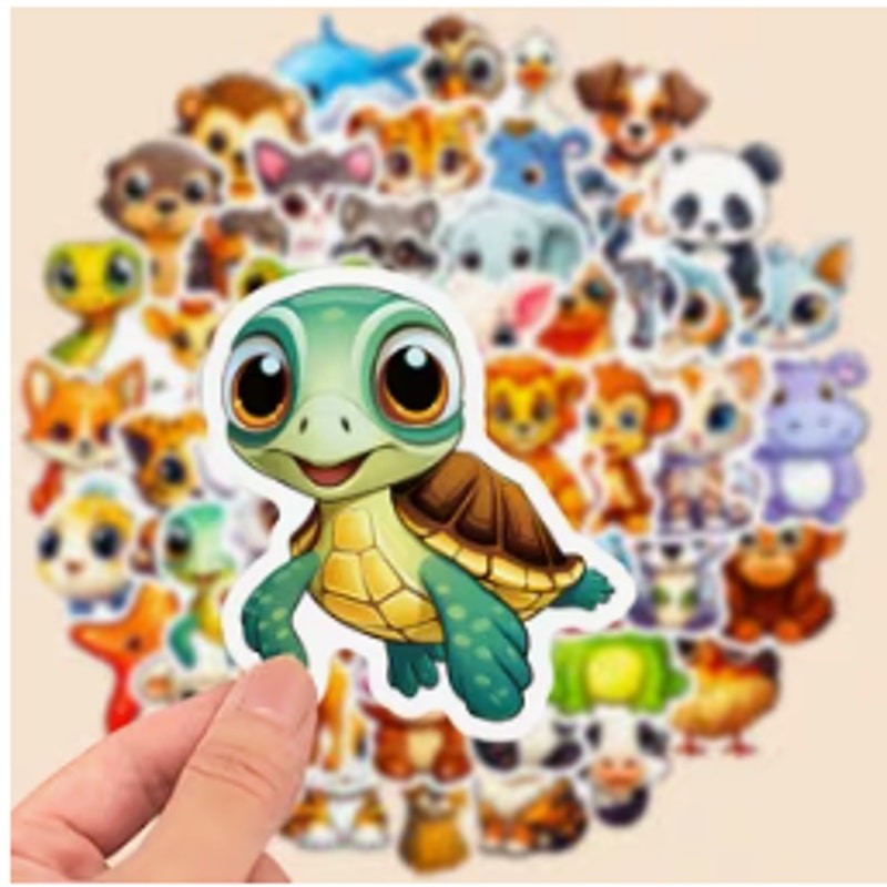 Get 5 Mystery Random Cute Big Eye Animal Shiny Decorative 2" Stickers