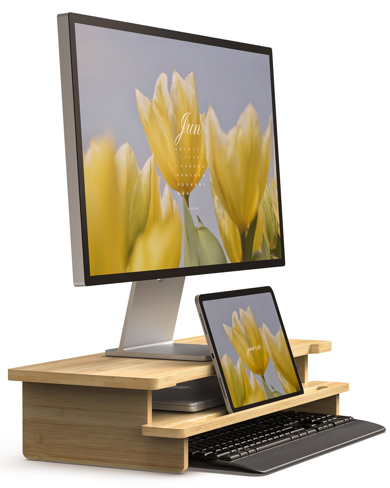 23” Monitor Stand with & Holder Desk Shelf