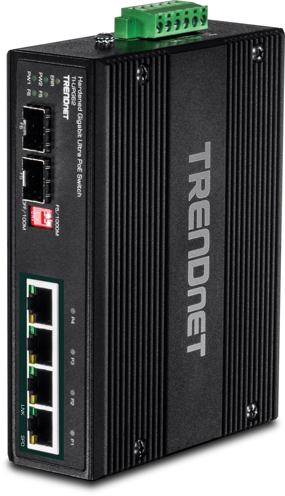 TRENDnet 6-Port Hardened Industrial Gigabit Ultra PoE DIN-Rail Switch (ti-upg62)