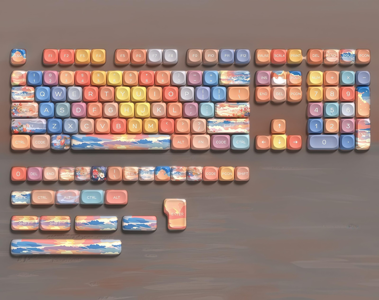 134 PCS Sunset MOA Profile DyeSub PBT Keycaps Fits 60/65/75/100 Percent
