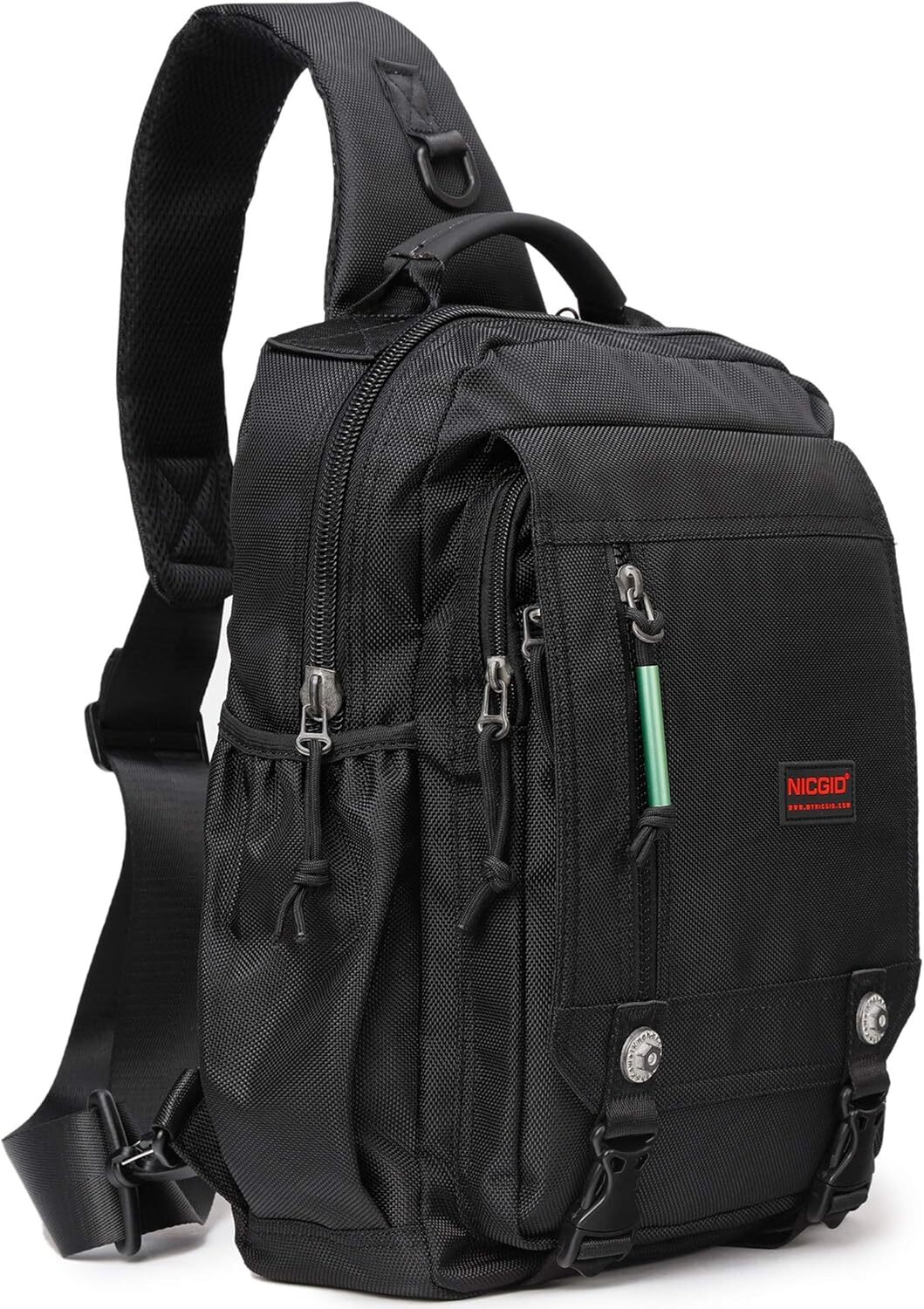 NICGID Sling Bags Chest Shoulder Backpacks, 13.3'' 13.3 Inch, Black - Nylon 
