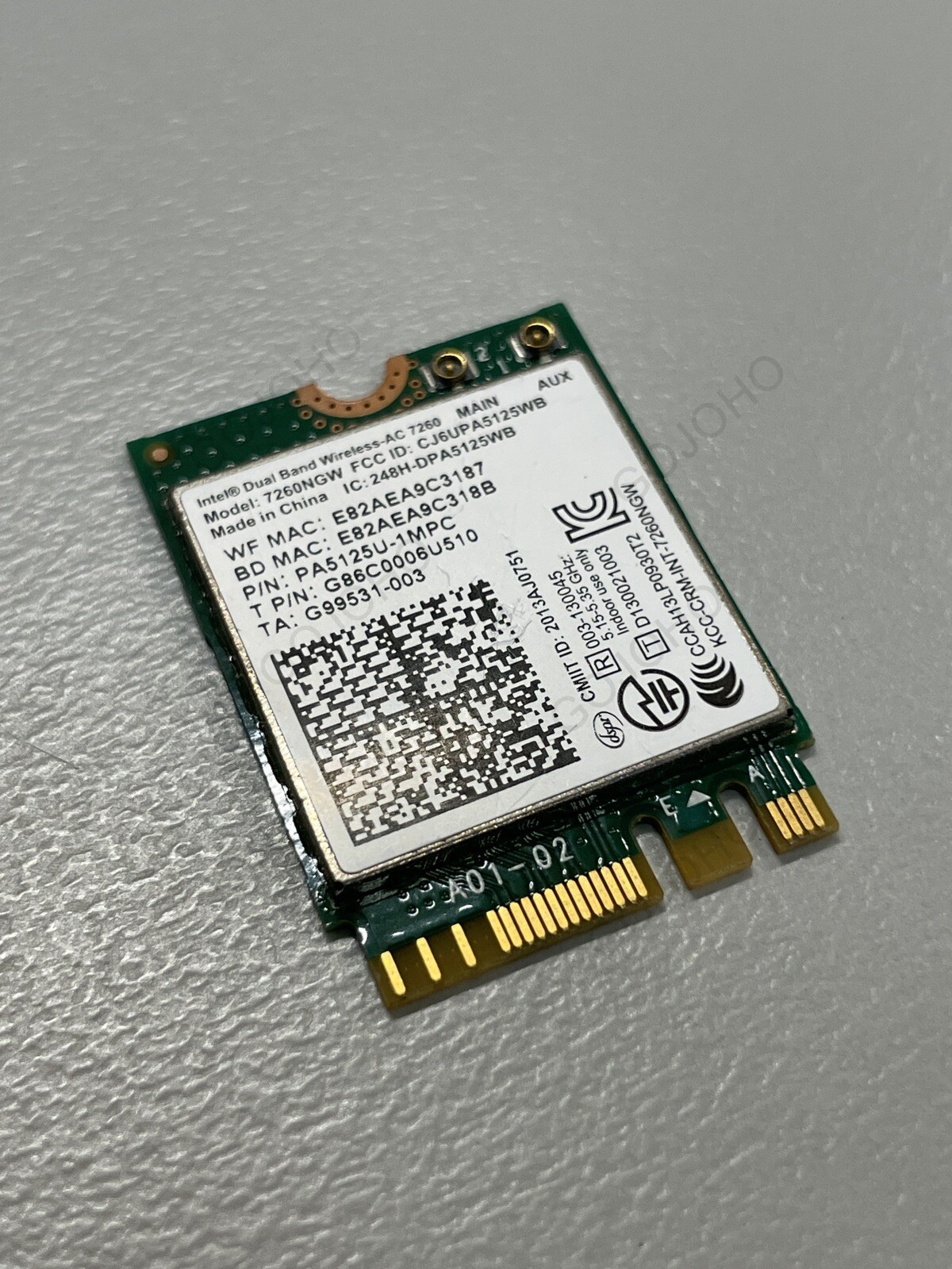 Genuine Intel 7260NGW M.2 2230 NGFF Wireless Card 802.11ac 867Mbps Bluetooth 4.0