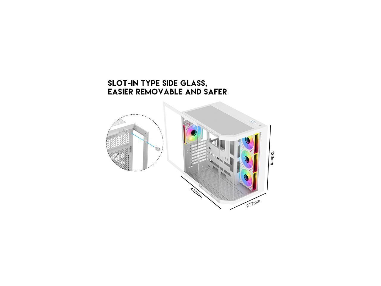 ARGB-N3-W White USB3.0/ Type C Tempered Glass E-ATX /ATX Dual Chamber DIYPC