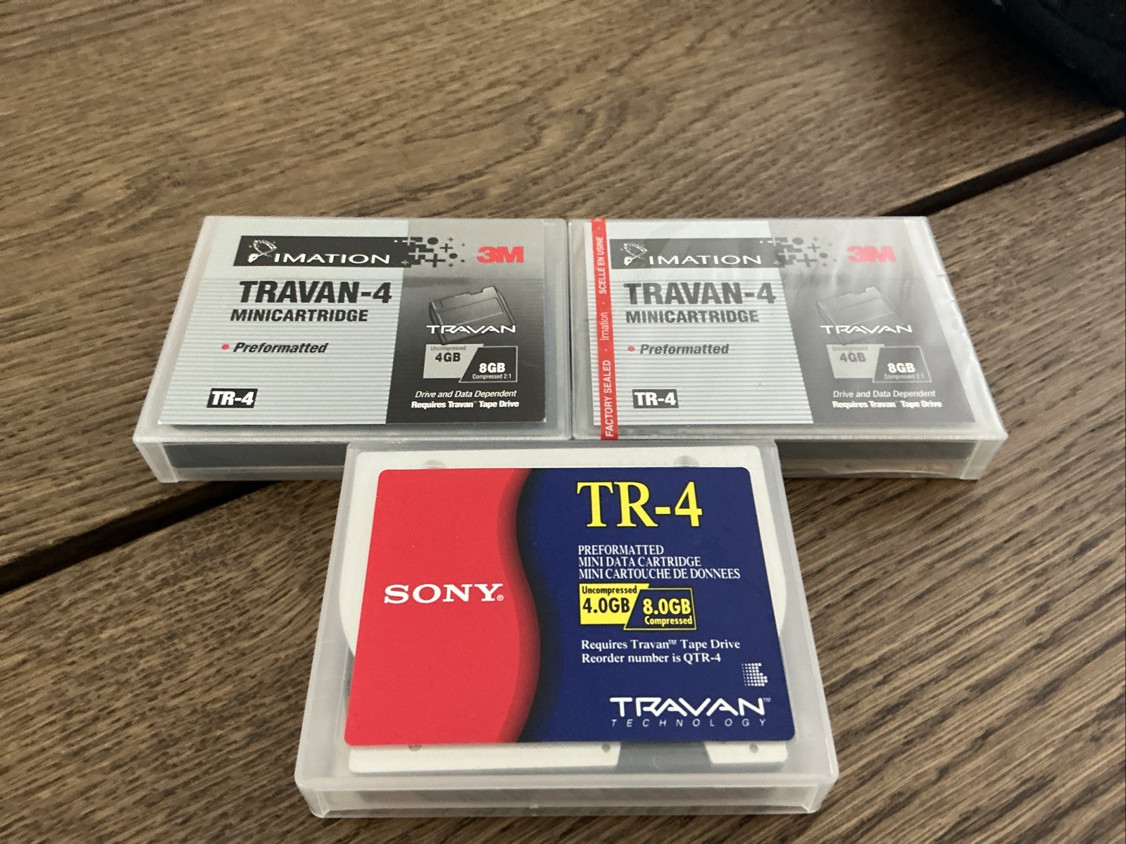 LOT-3M IMATION-TRAVAN-4 MINICARTRIDGE 4GB/8GB-1 New, 1 Used, 1 Sony - 3 Total