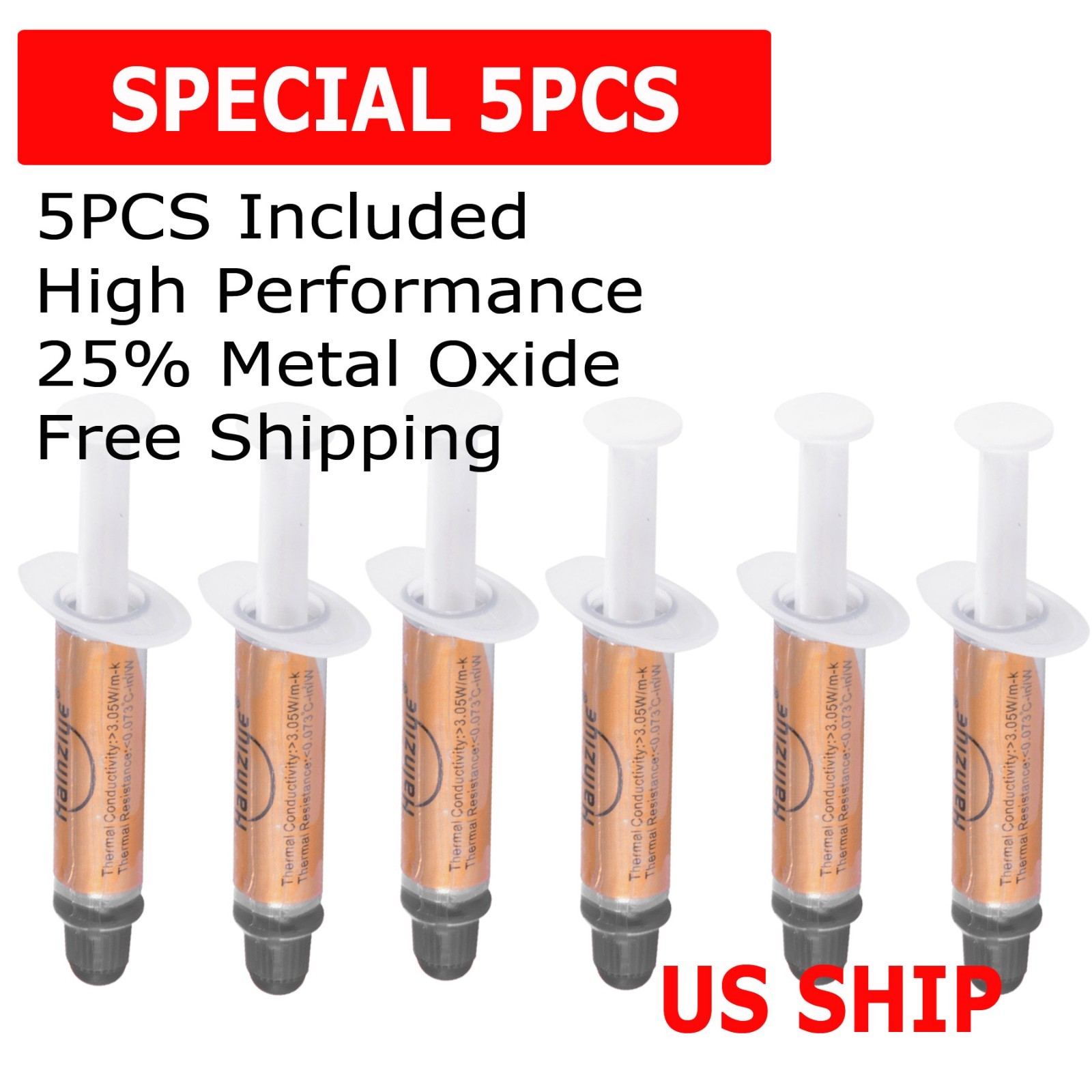 6PCS High Performance Gold Thermal Grease CPU Heatsink Compound Paste Syringe