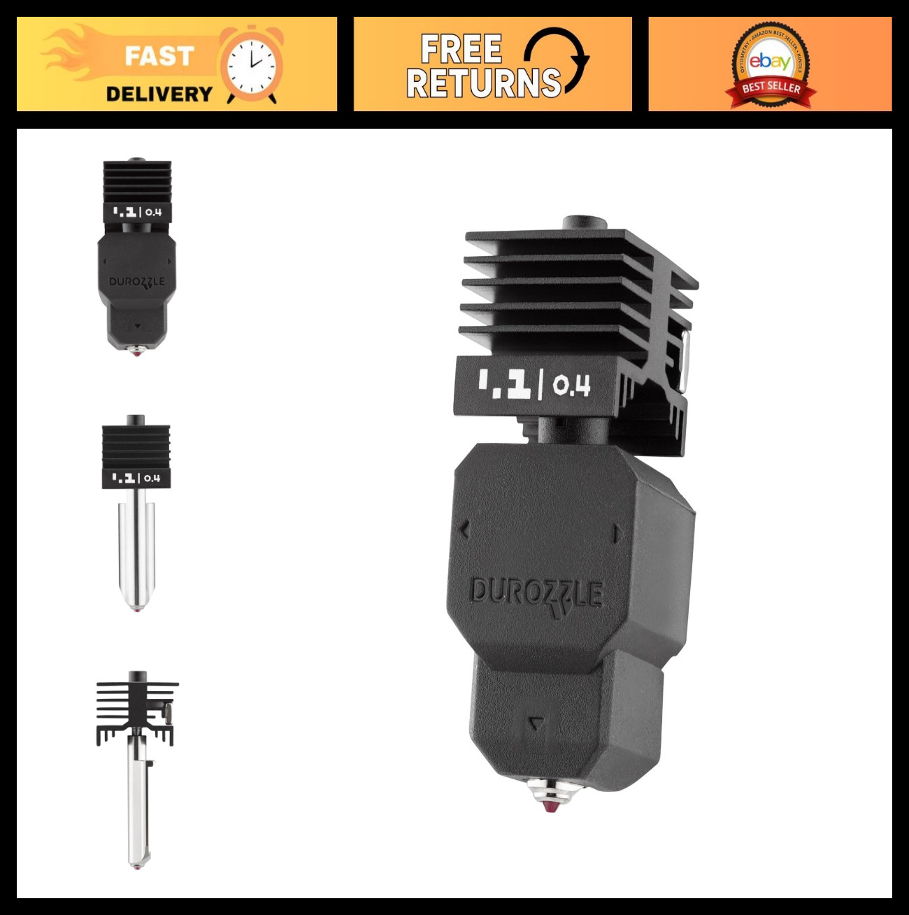 0.4mm Ruby Nozzle Hotend for 3D Printers, Hardened & Abrasion Resistant, High Sp