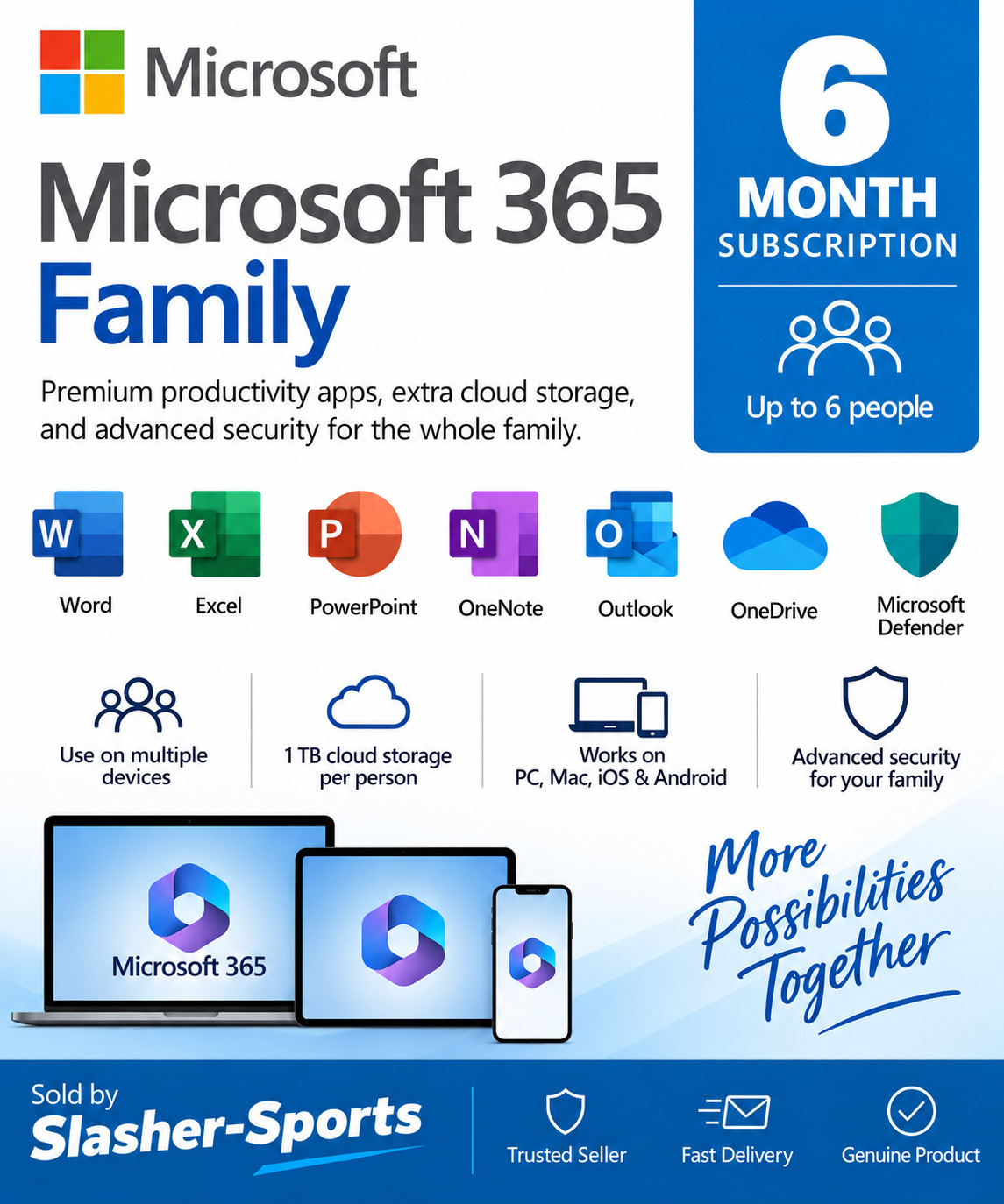 Microsoft 365 Family - 6 Month Subscription - USA