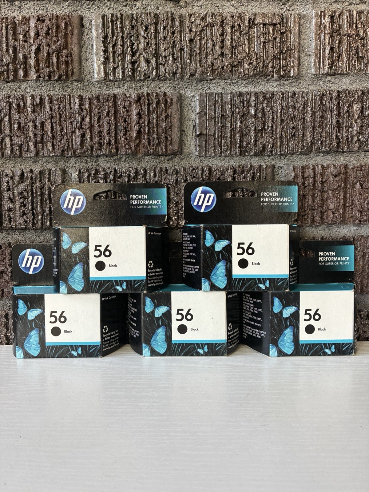 SEALED 5x Genuine OEM HP 56 Black Ink Cartridges (5/16)