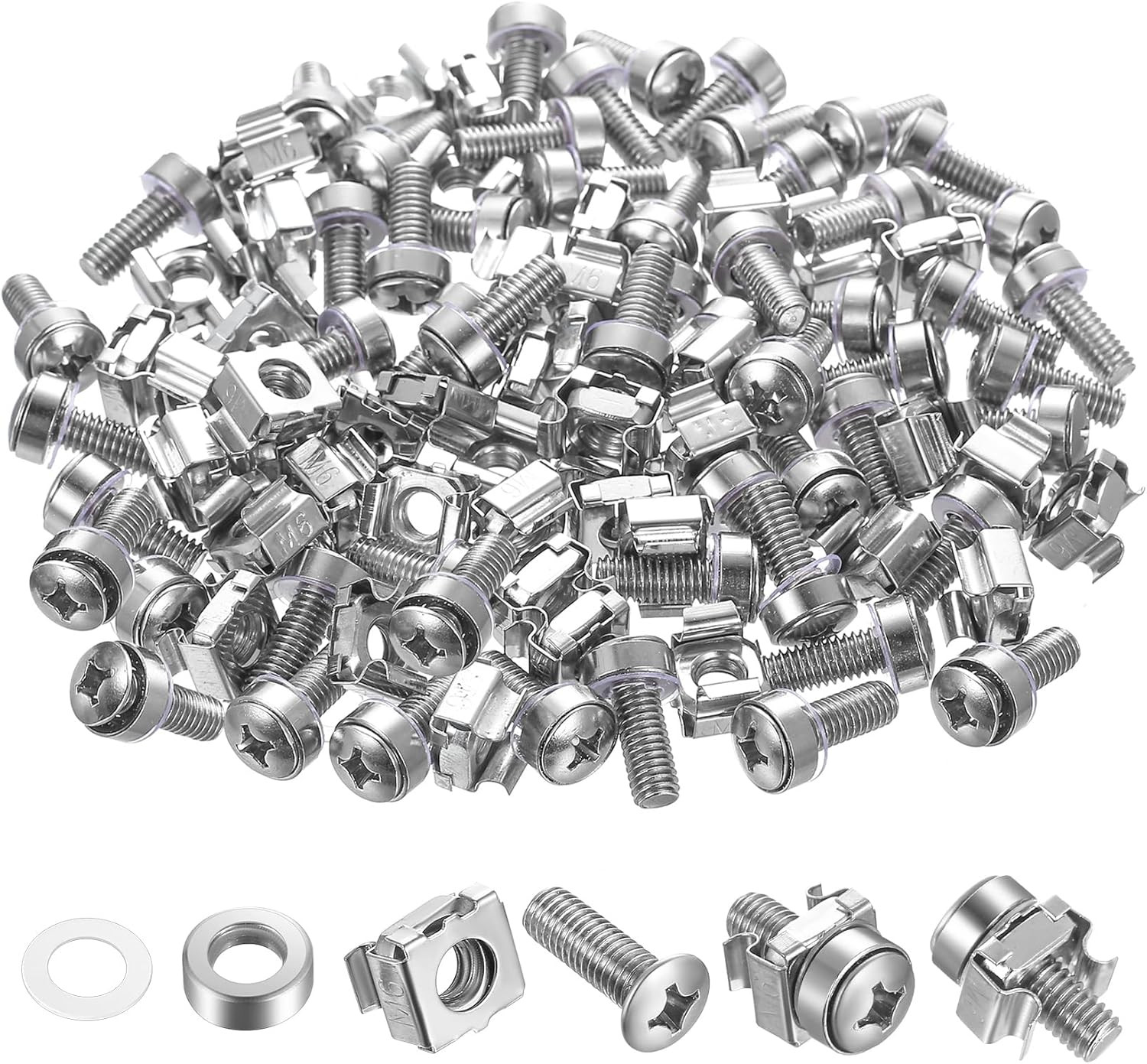 110 Pcs/55 Set Rack Mount Screws and Cage Nuts for Server Cabinet Cage Nuts & Mo