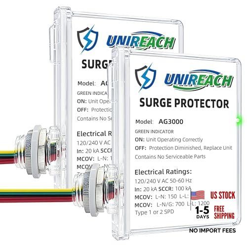 AG3000 HVAC Surge Protector, 120/240V AC, TPMOV Whole House Protection Pack of 2