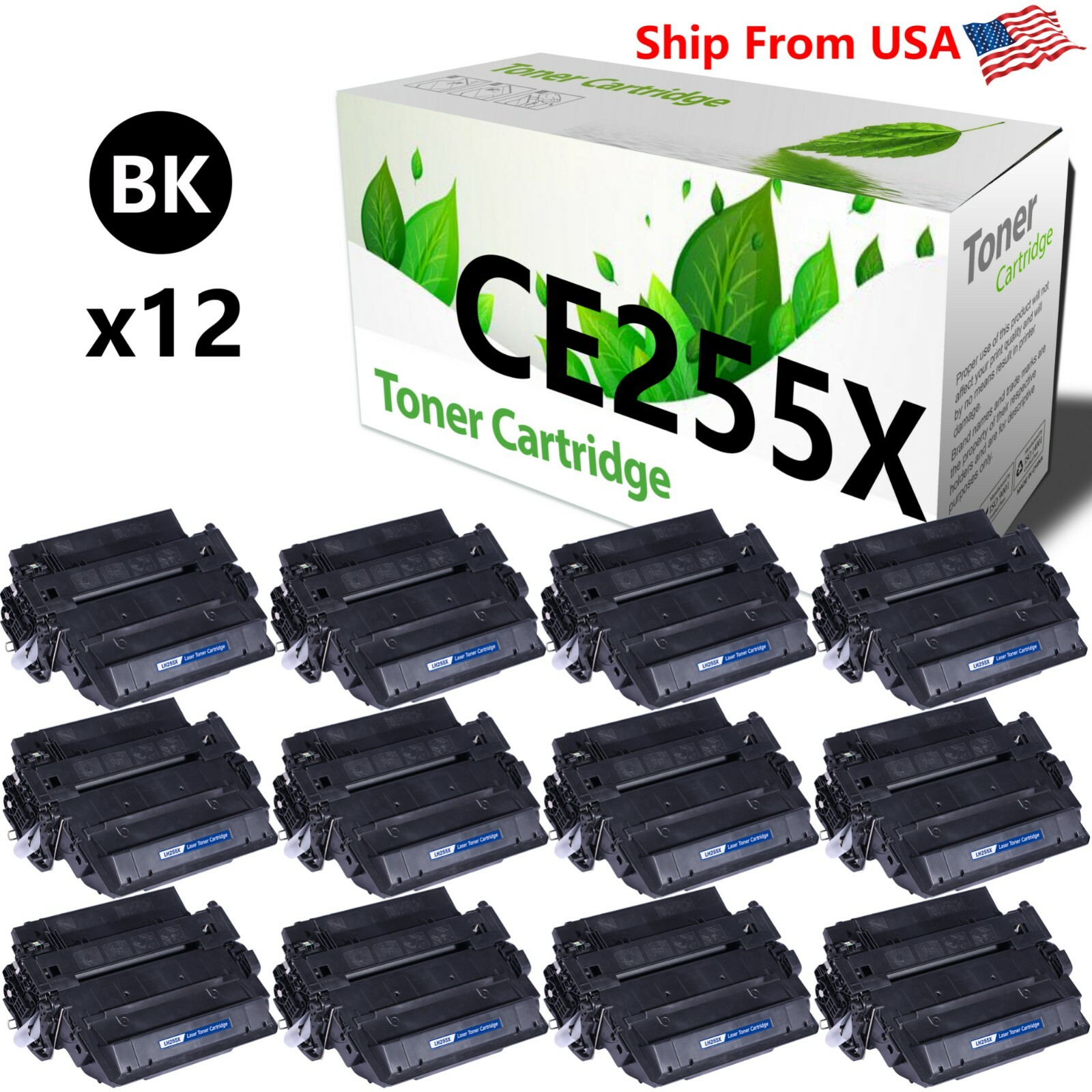 12PK CE255X 255X toner cartridge for P3015d P3010 HP Pro 500 MFP M521dn Printer