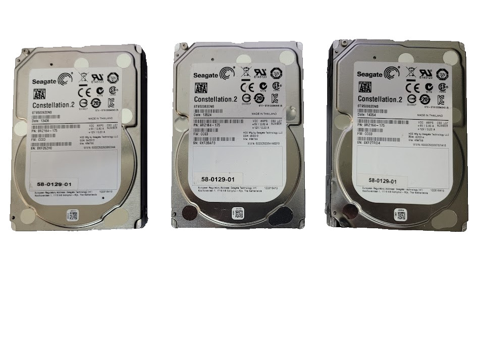 Lot of 3 Seagate ST9500620NS Constellation.2 500GB 7.2K 2.5" SATA Internal HDD