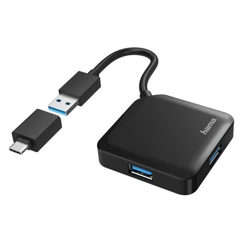 HUB Hama 00200116 USB 3.2 GEN1 Black