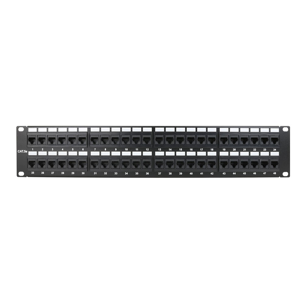 Construct Pro 48-Port Cat5e Rack Mount Patch Panel (19” / 2U, RoHS Approved)