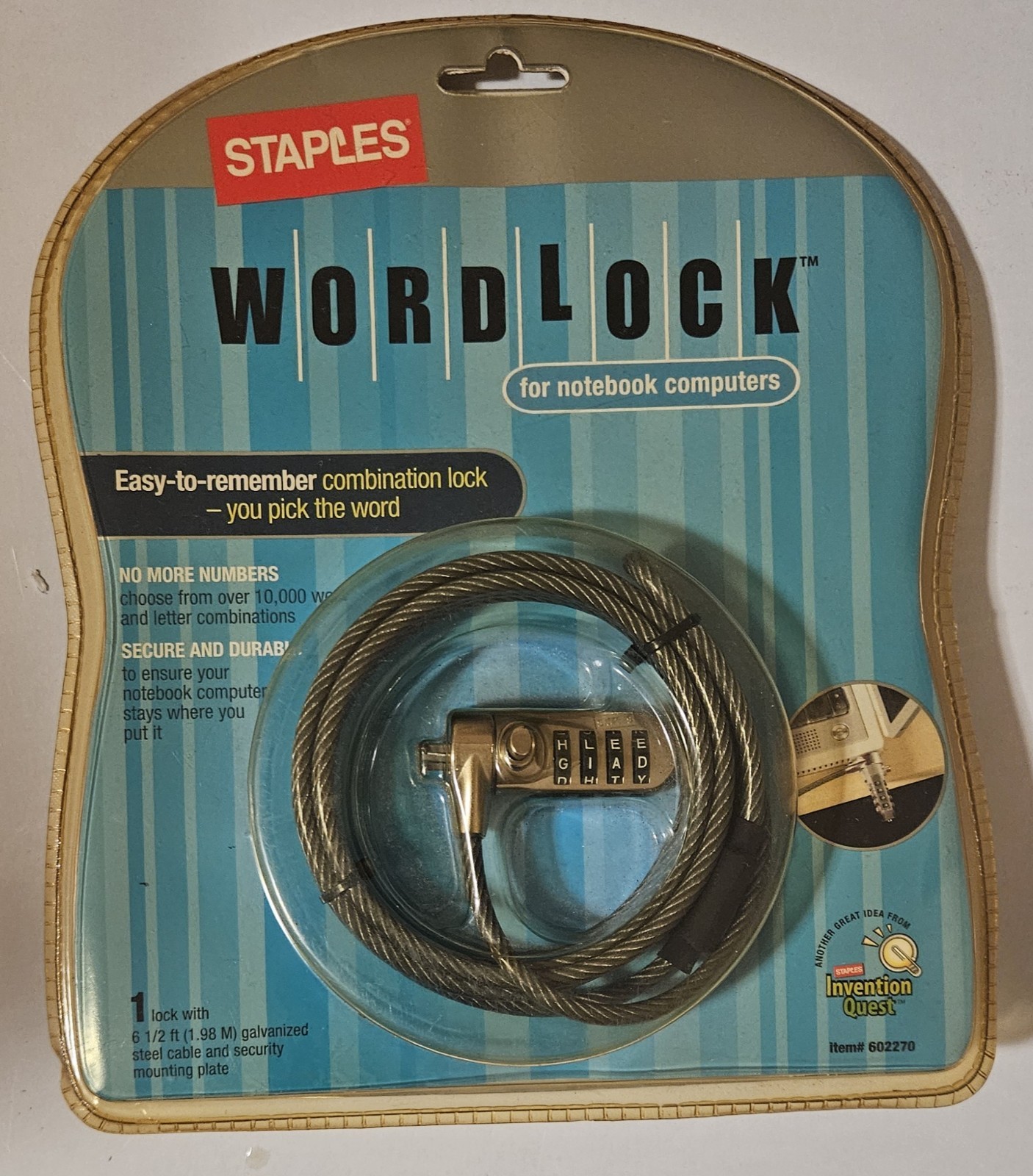 Staples WordLock for Notebook Computers - Word Lock 602270 Mounting Plate