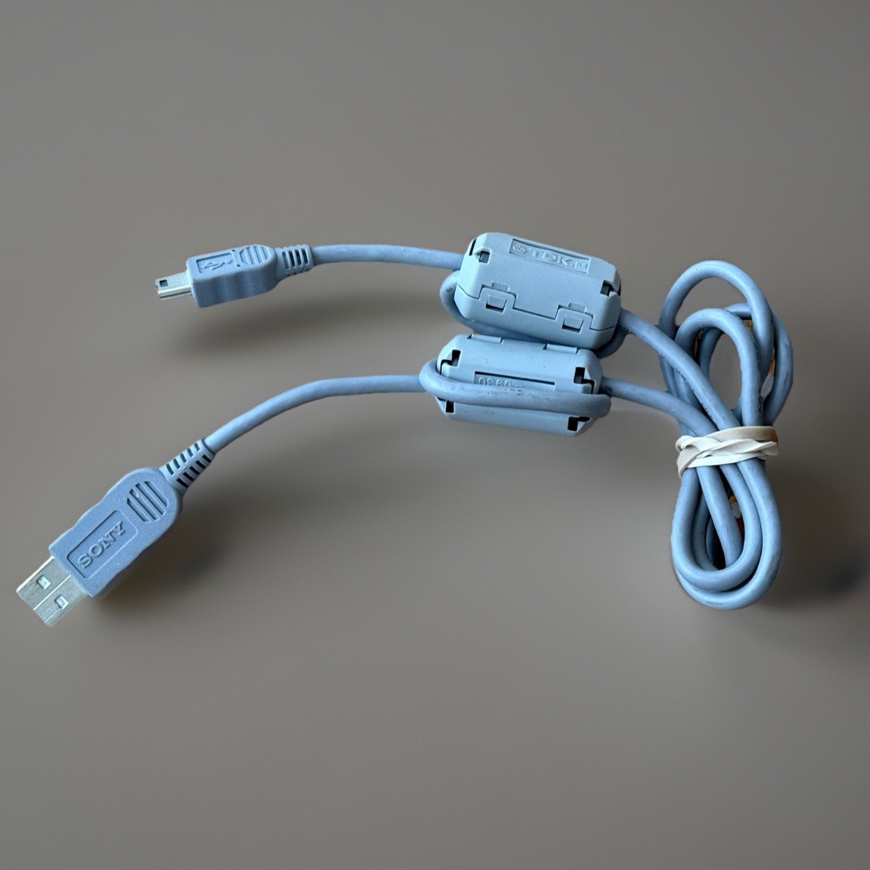 Sony OEM USB Data Cable Grey USB-A to Mini-USB 5-Pin w/ Ferrite – Genuine