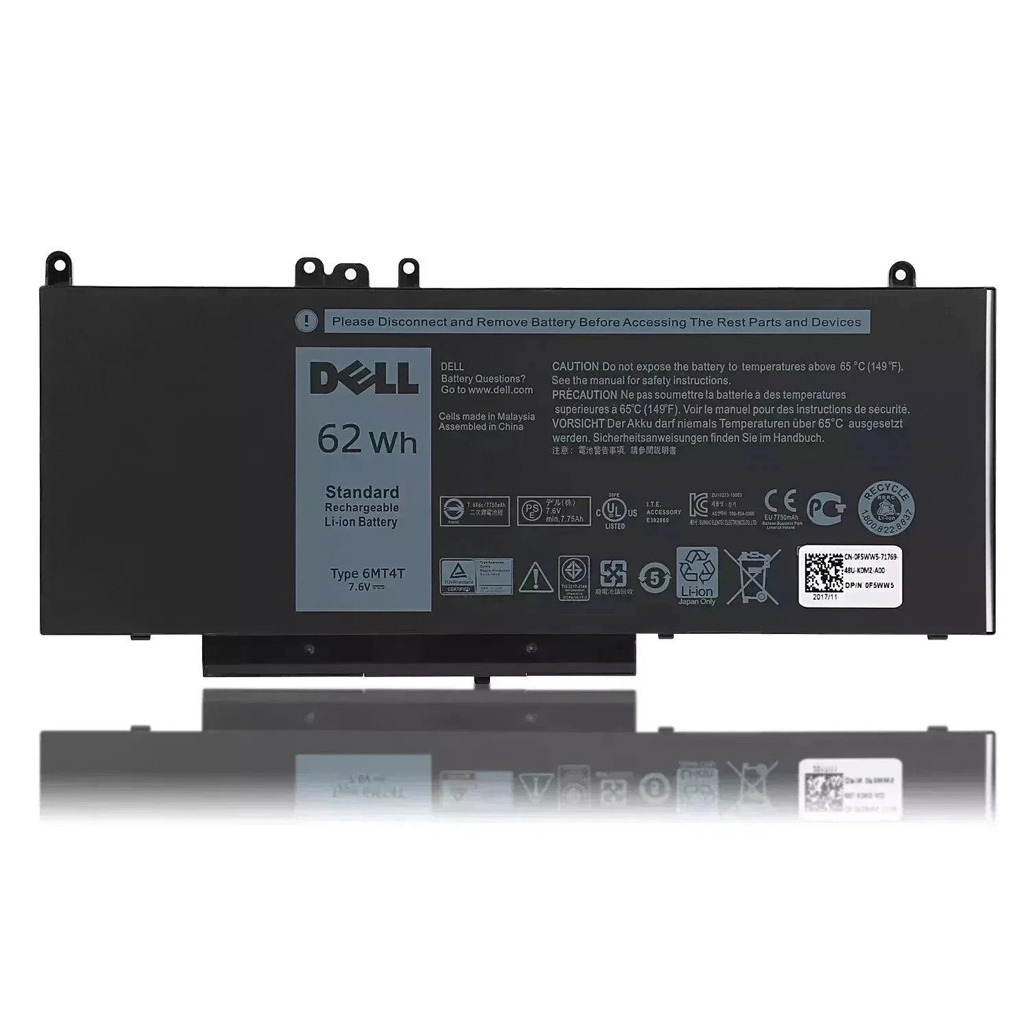 6MT4T Laptop Battery For Dell Latitude E5470 E5570 79VRK 7V69Y TXF9M 62Wh 7.6V