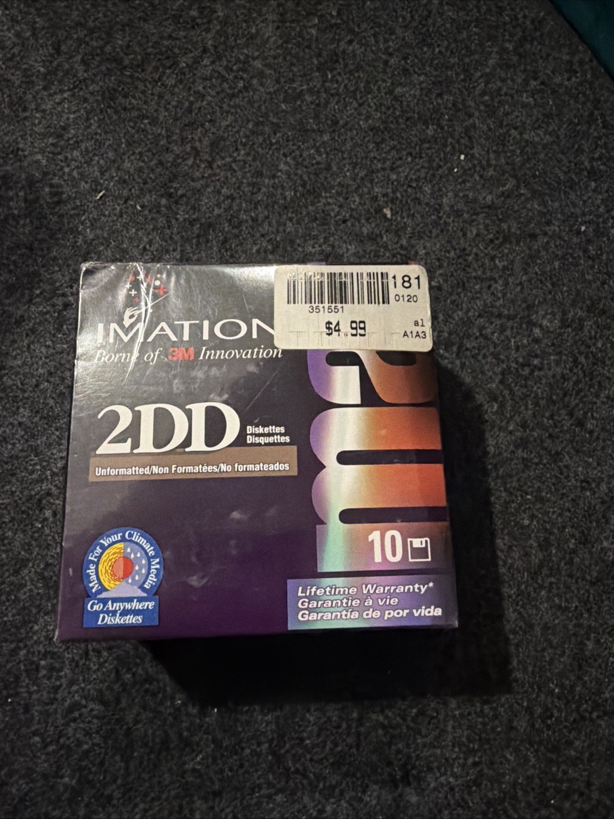 New Sealed 10 PACK of Imation brand DS/DD floppy disks.  UNFORMATTTED.