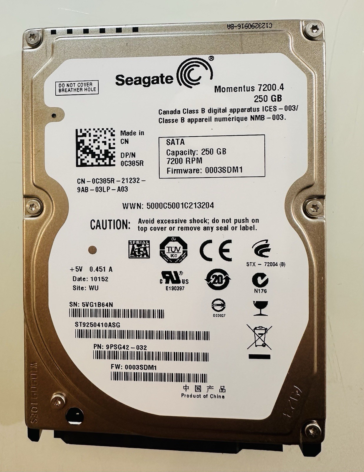 Seagate Momentus HD HDD ST9250410AS 250GB SATA 2.5" 7.2K 7200 RPM