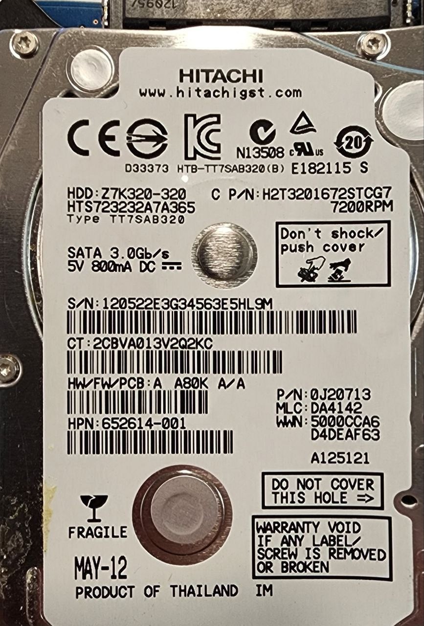 Hitachi HTS723232A7A365 2.5 in 320 GB SATA Hard Drive  - Tested
