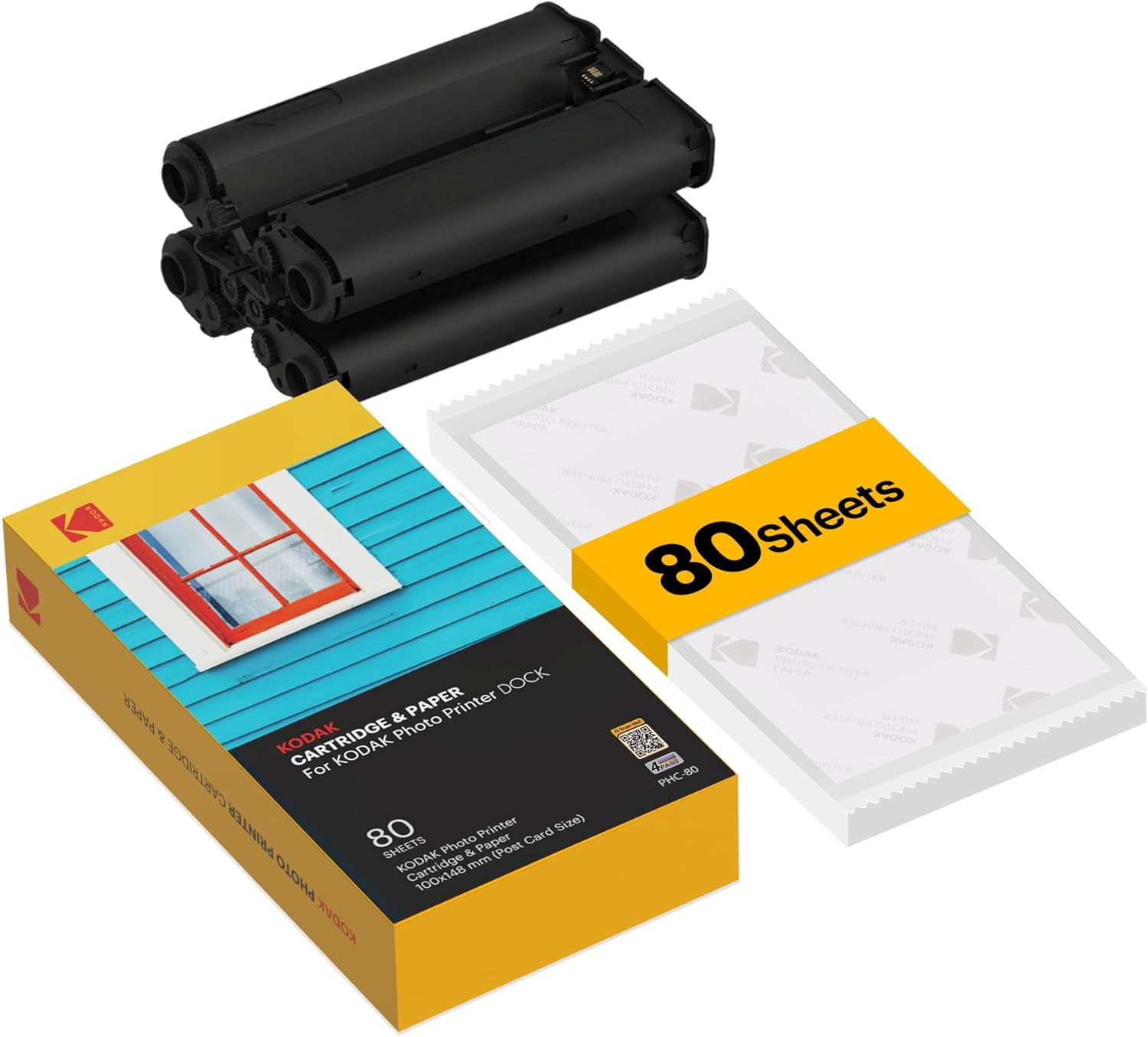 KODAK Dock 4X6” Cartridge Refill, 80 Sheets, Dock plus & Dock Era
