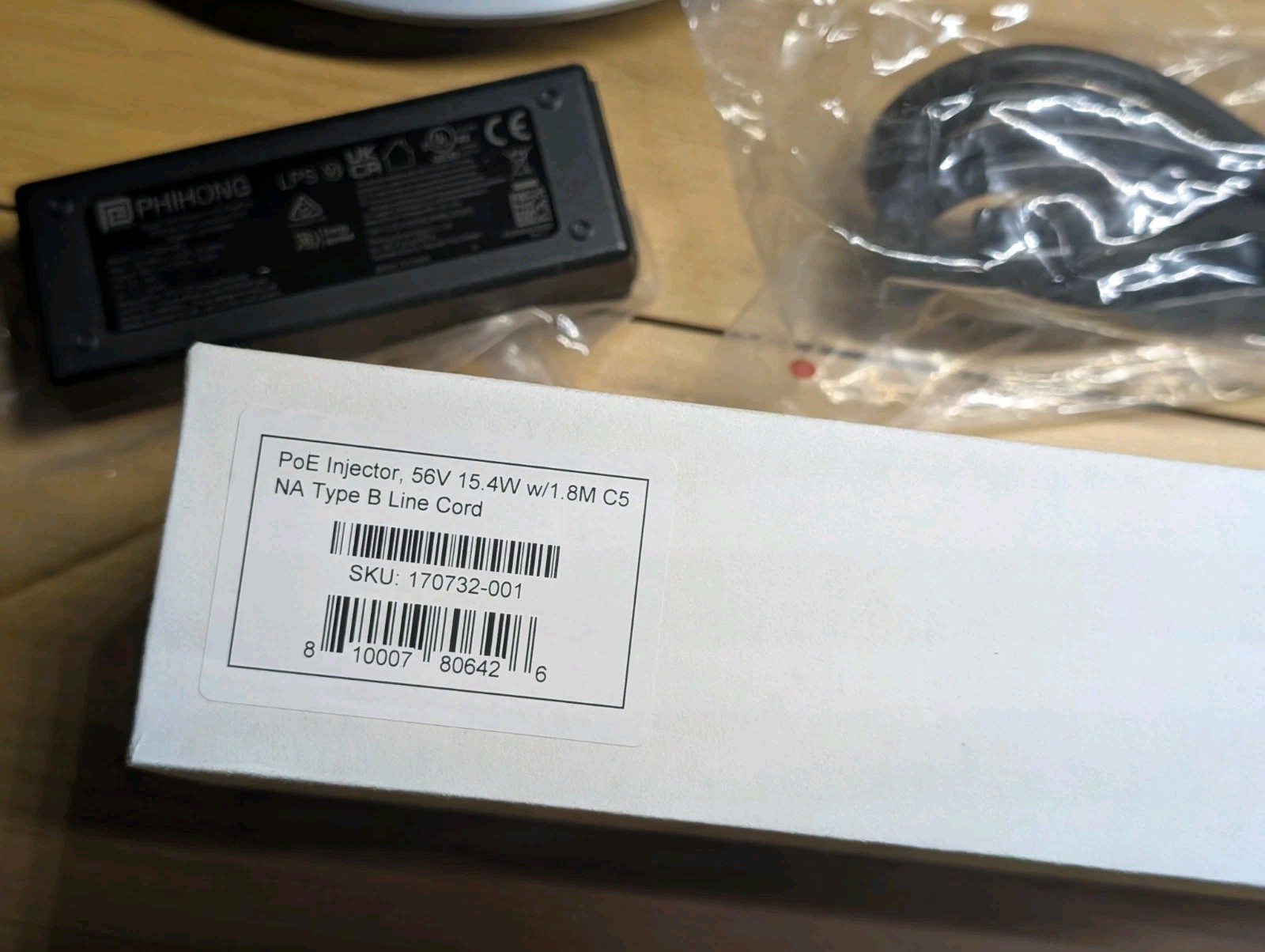 Lot 20 NEW Phihong POE15M-1AF Gigabit POE Power Over Ethernet Injector 56V 15.4W