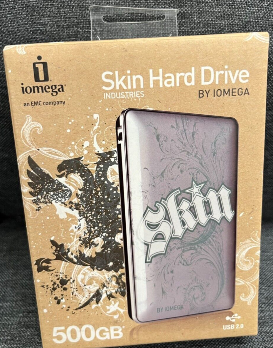 Iomega Skin Hard Drive 500GB Ego Skin Knock Out #35104 Silver Cool Rare New Look