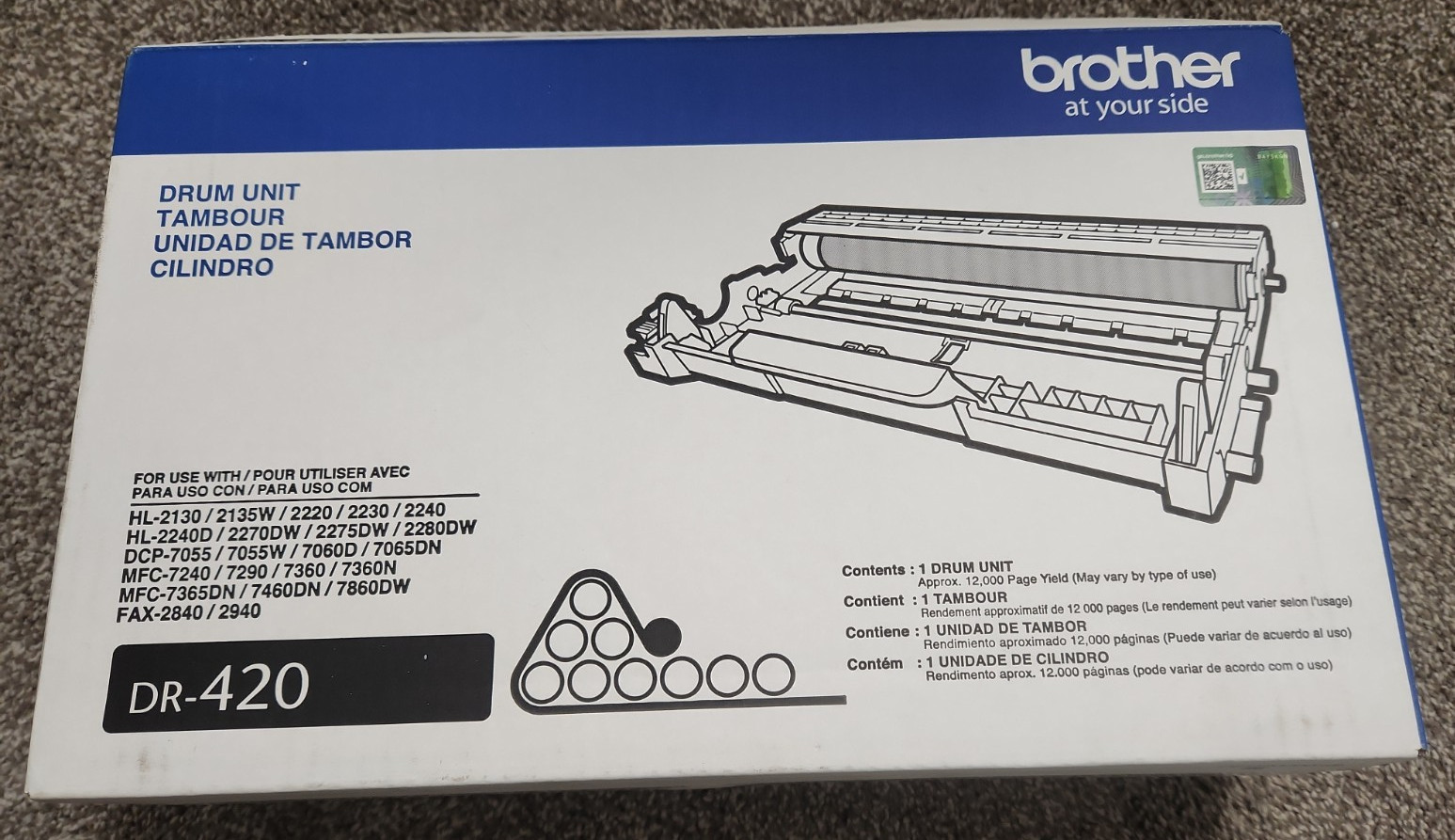 Genuine Brother DR-420 Drum Unit Cartridge DR420 HL-2270DW MFC-7860DW OEM