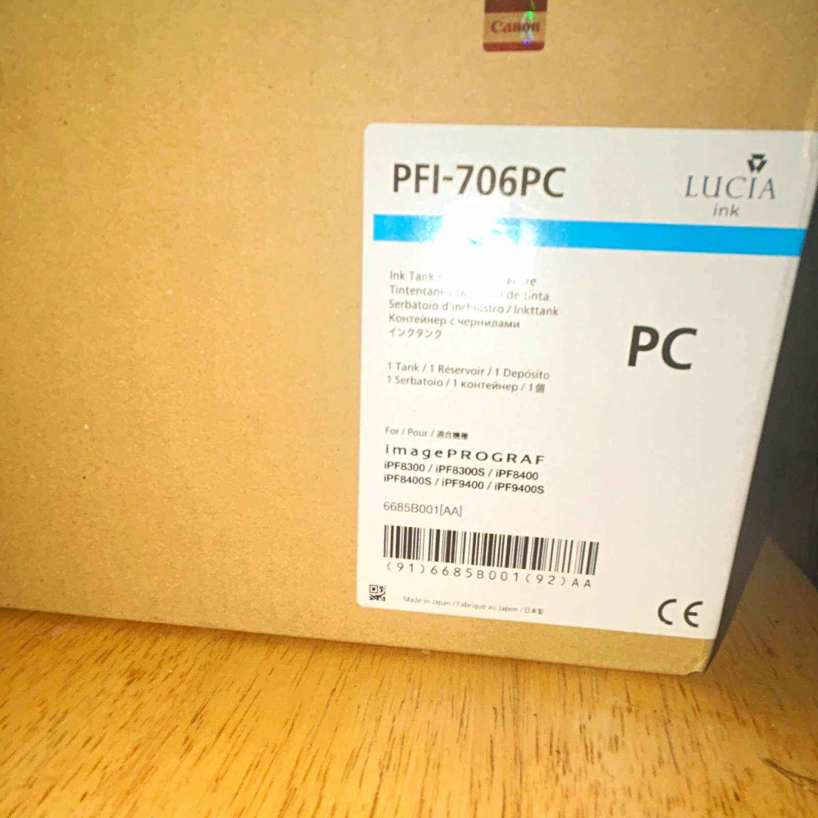Canon PFI-706PC Photo Cyan Genuine LUCIA Ink Tank Cartridge 6685B001AA