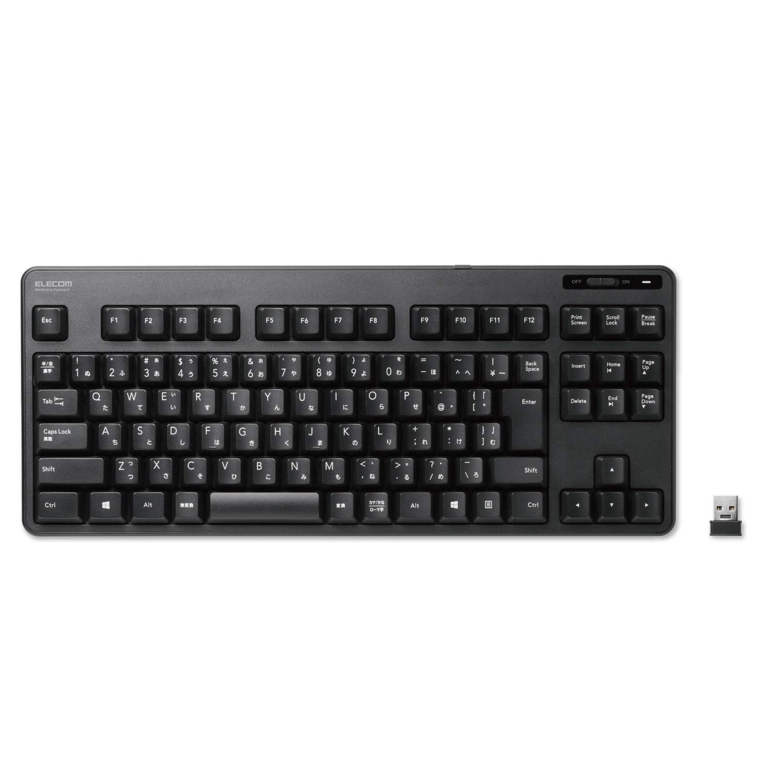 ELECOM USB Keyboard Wireless (Receiver Included) Membrane Compact Keyboard Black