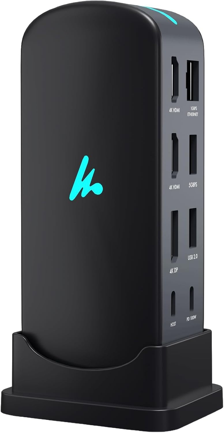 Type C 14 in 1 Wozoyo Docking Station, PD 100W, 2X4K@60Hz HDMI, 4K DisplayPort, 